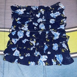 Abercrombie & Fitch Blue Floral Ruffle Tube Top